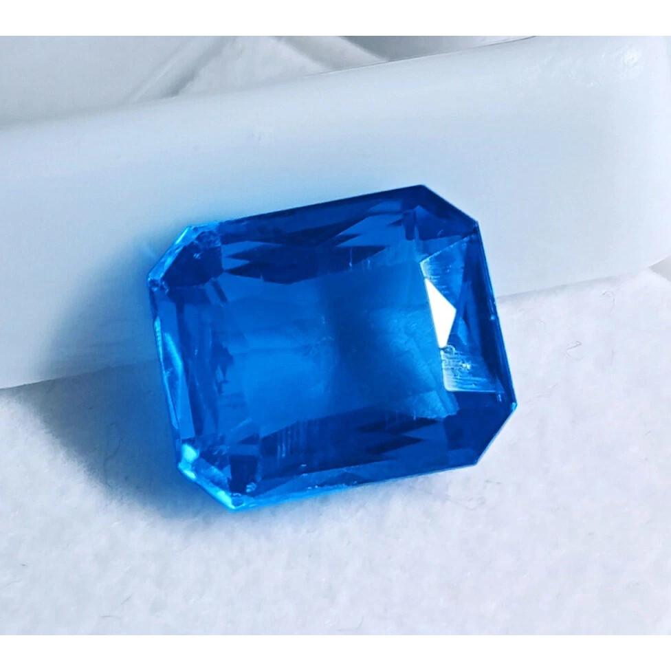 Emerald Cut Natural London Blue Topaz 7-8 Ct Beautiful Certified Loose Gemstone