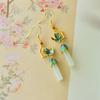 Natural An Jade Enamel Flower Earrings For Women Exquisite Chinese Style Classical Cheongsam Hanfu Jewelry Accessories