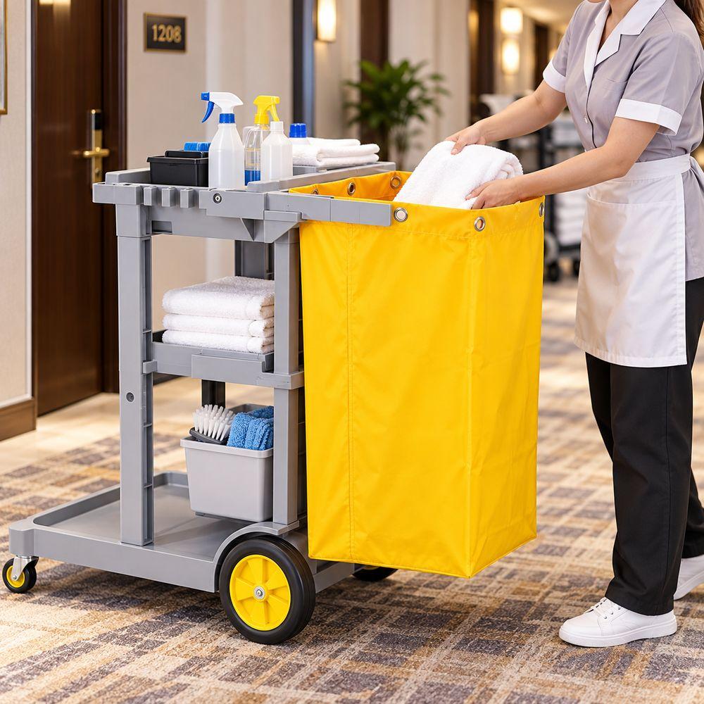 Waterproof Janitorial Cart Bag Cleaning Cart Trash Bag  for Hotel Motel and Cleaning Service Carts