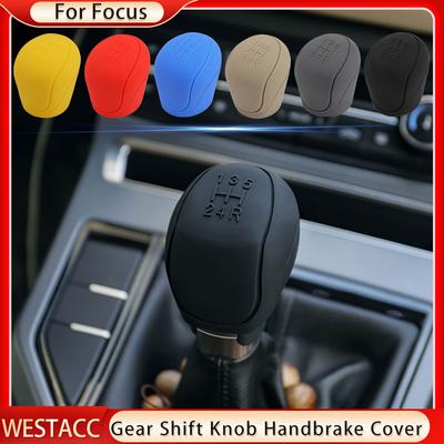 Silicone Car Gear Head Shift Knob Cover Handbrake Cover Protector for Ford Focus 2 3 4 MK2 MK3 MK4 MT 2009 - 2017