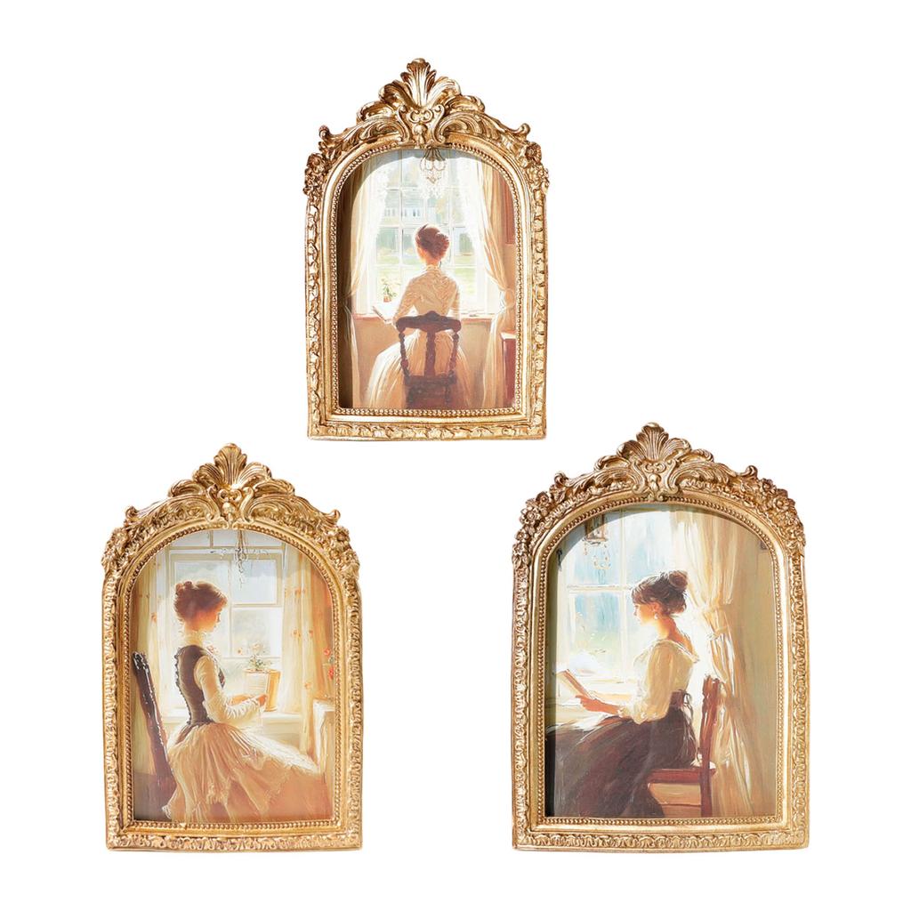 Classical Wall Mount Photo Frame With Stand Elegant Antique Resins Picture Frame For Living Room Bedroom Office Decors