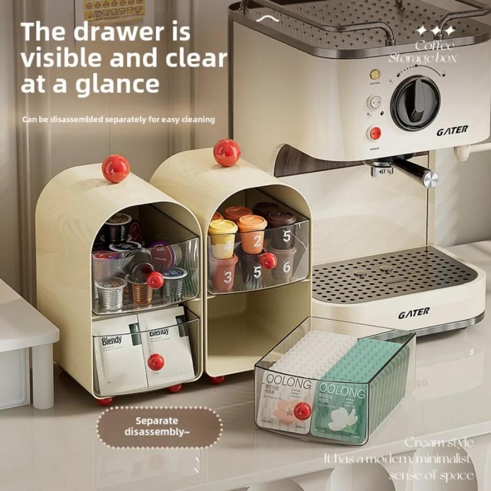 Desktop Coffee Organizer Corner Tea Bag Storage Box Drawer Sle Office Tea Water Room Table Storage Rack Capsule Coffee Organizer