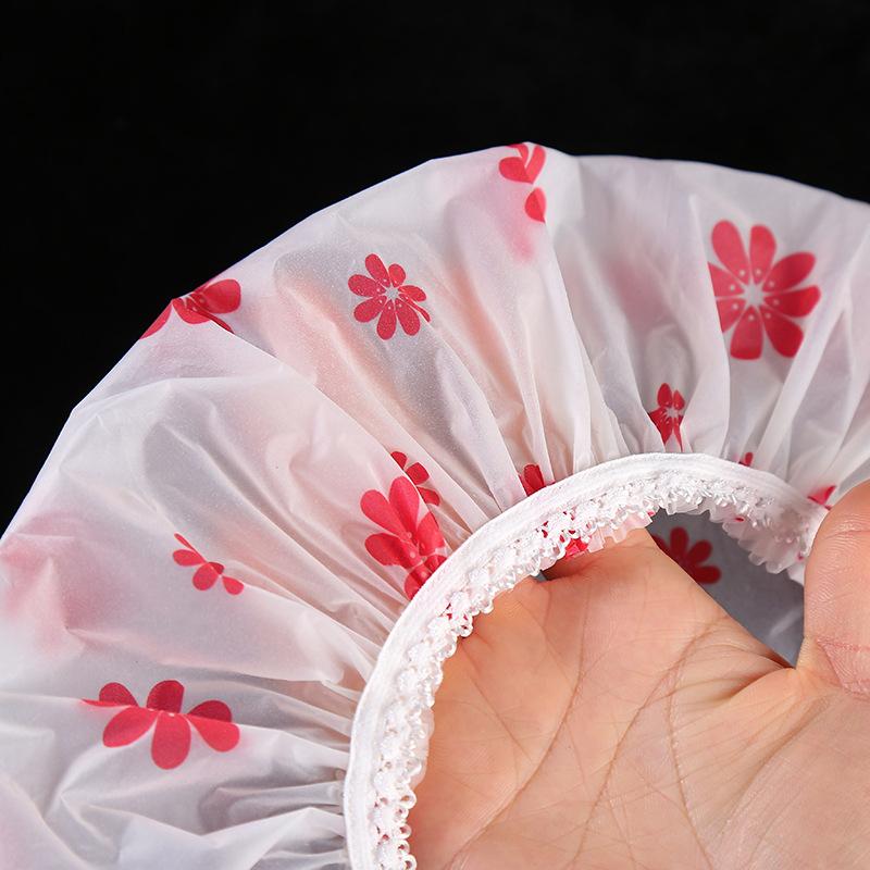Flower Pattern Shower Cap Waterproof Bath Hat Thickened Cap Women Spa Hair Salon Supplies Shower Cap Bathro Accessories