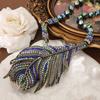 Medieval Color Inlaid With Diamonds, Large Feather Pendants, Beaded Necklaces, Full Of Personality And Luxury