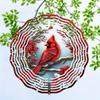 Vibrant Red Cardinal Wind Spinner – 2D Stainless Steel Kinetic Garden Sculpture with Floral Design, All-Season Outdoor/Indoor Decor for Yard, Window