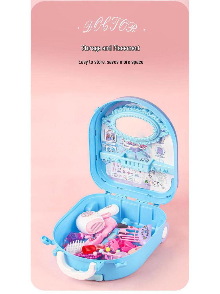 Frozen Princess Role Play Jewelry Set & Dressing Table Suitcase - Perfect Birthday Gift for Kids