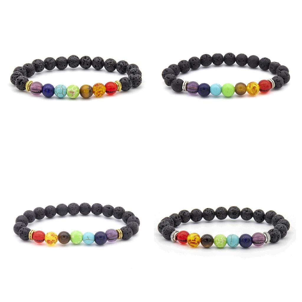 Strand Gemstone Men Bracelet Colorful Beads Energy Bracelet Healing Gift Yoga