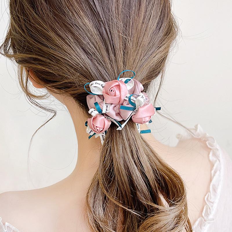 

1 шт. супер фея роза лента бант резинка для волос большая кишка, элегантная резинка для волос для пучка, эластичная резинка для кожи головы, высококачественная резинка для волос