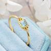 LAMOON Wedding Engagement Ring For Women Natural Aquamarine Gemstone Rings S925 Silver Gold Plated Fine Jewelry Exquisite Bijou