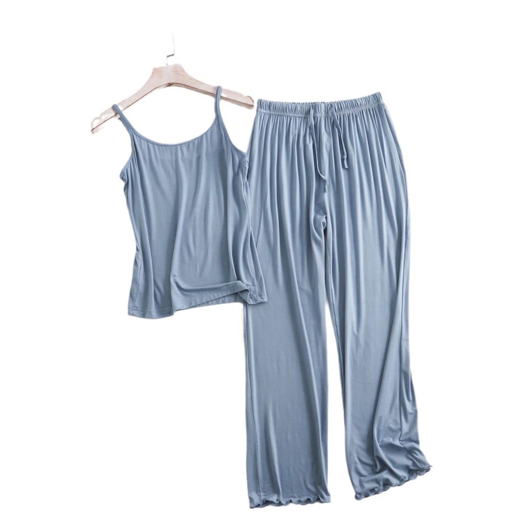 Modal Sleepwear Set For Women With Loose Fit Ruffle Pants Breathable Loungewear For Home Use