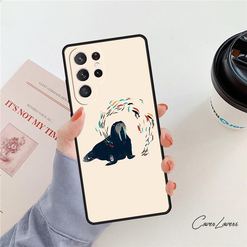 Cute Walrus Phone Case For Samsung Galaxy S24 S25 S23 S22 Ultra Note 10 20 Plus S20 S21 FE Cover
