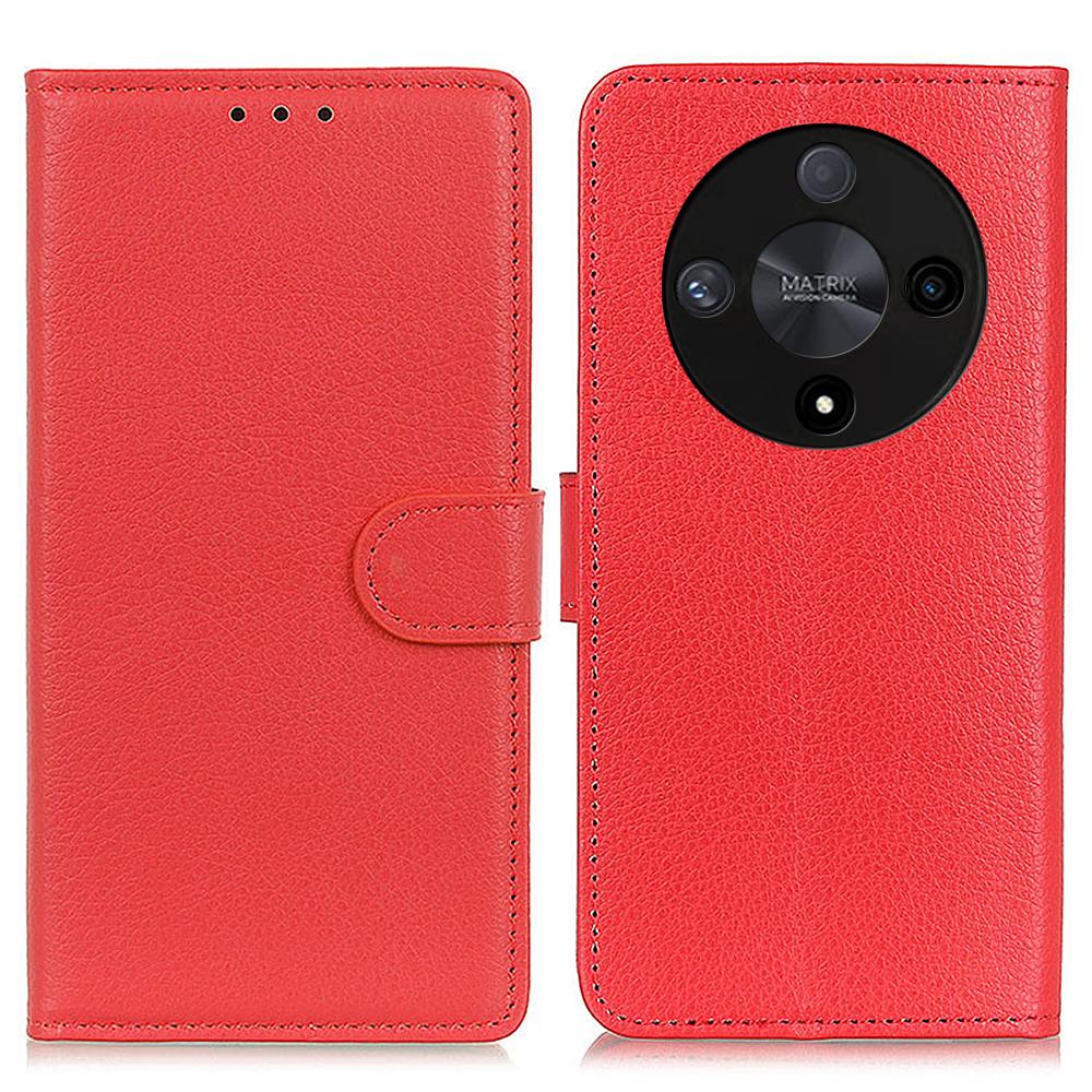 

For Honor Magic6 Lite 5G/X9b 5G/X50 5G Wallet Case PU Leather Flip Stand Cover with Litchi Texture B