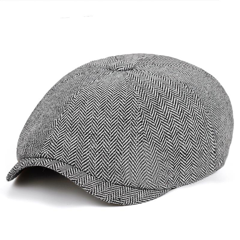 Unisex European & American Herringbone Beret - Autumn/Winter Retro British Octagonal Flat Cap for Film & Fashion.