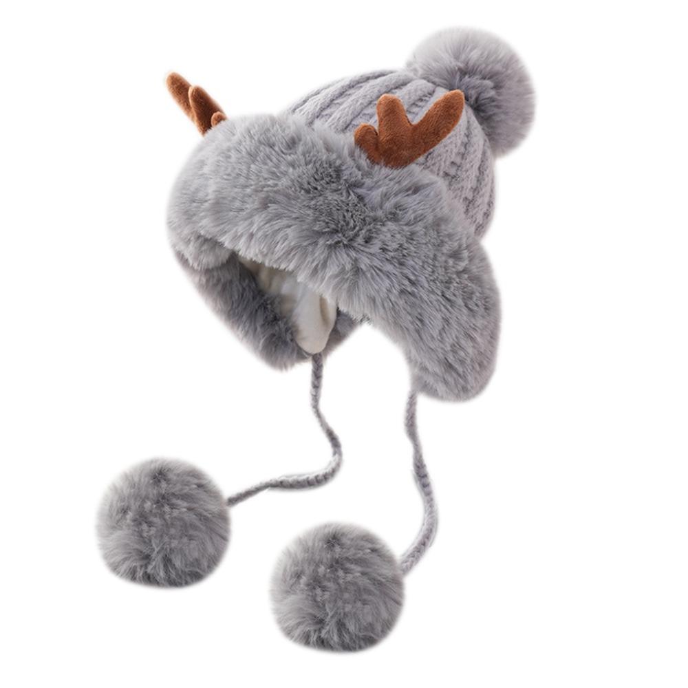 

Warm Earmuff Earflap Earflap Hat Trapper Hat Headgear Pullover Cap Ear Protection Hats Winter сірий