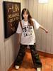 Large size cotton short-sleeved t-shirt women's summer loose lazy half-sleeved top cartoon printing design sense niche t-shirt