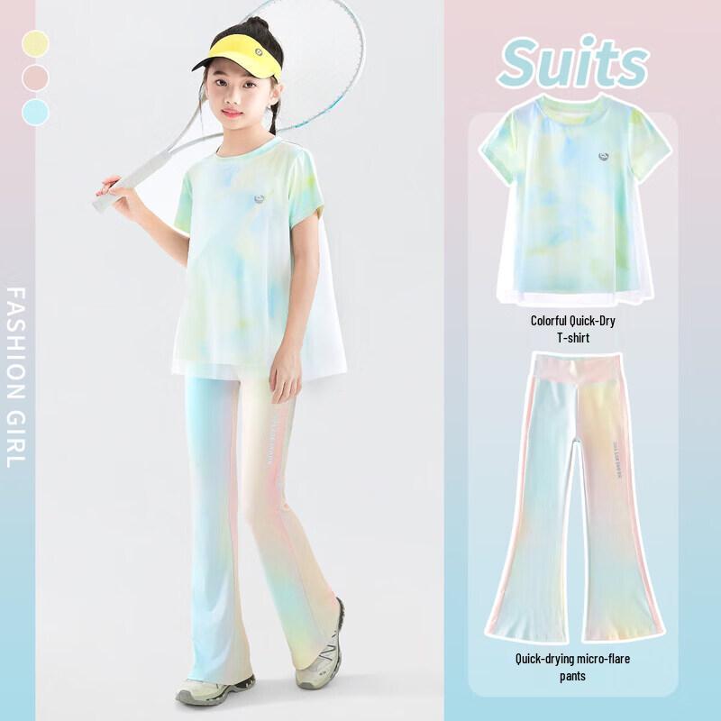 Moonkids Girls Quick-Dry Short Sleeve Sportswear Set 170cm