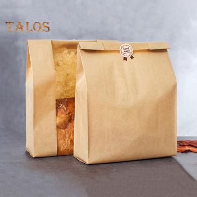 10 Pcs Bread Bags with Transparent Window Food Grade Paper Leakproof Good Seal Tear-resistant Self-Sealing Oil-proof Pastries Snacks Package Bags