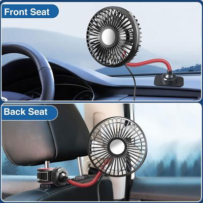 5V Auto Ventilator Kühlung Rücksitzventilator 360 Grad Drehbar 3 Geschwindigkeiten Starker Wind Leiser Lüfter Verstellbarer Clip Autositzventilator