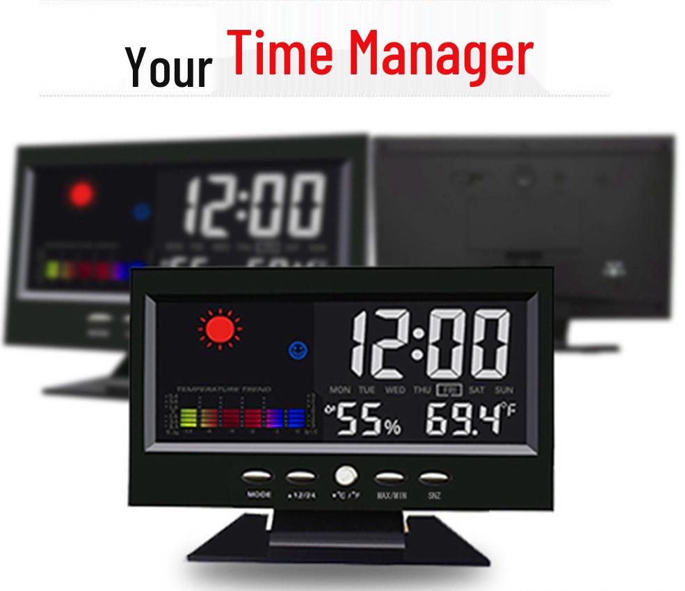 Weather Clock 8082T: Color Screen Display, Voice-Controlled Temperature & Humidity Alarm Clock