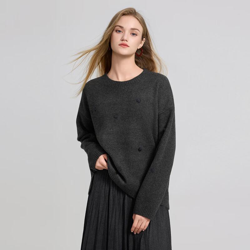 

She Tuh Women s Relaxed Wool Blend Long Sleeve Knit Sweater One Size