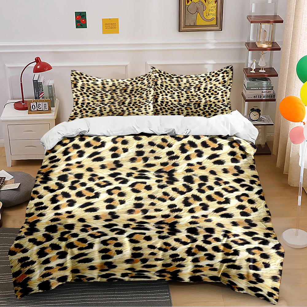 Leopard Print Bedding Set Bedding set (1 duvet cover, 2 pillowcases, duvet not included) 135x200cm