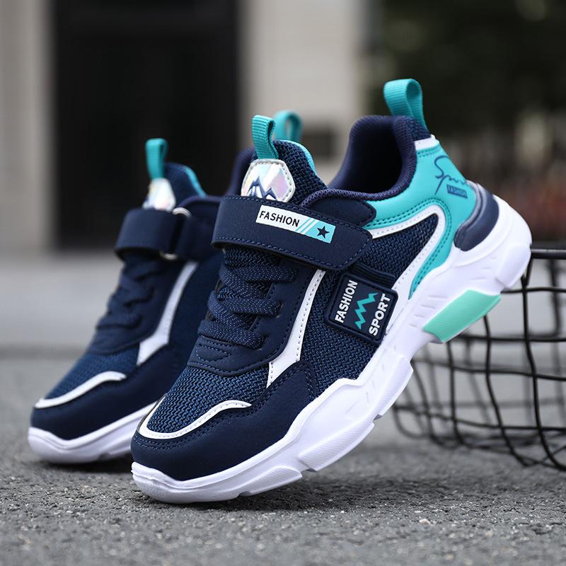 Student soft-soled running shoes children's sports shoes boys' shoes medium-sized older boys' spring and autumn breathable single pair of mesh shoes