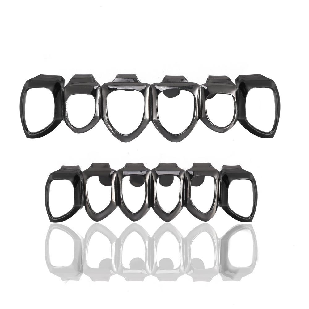 European Six-Tooth & Four-Tooth Hollow Fangs with Flat Teeth Hip Hop Grill Set