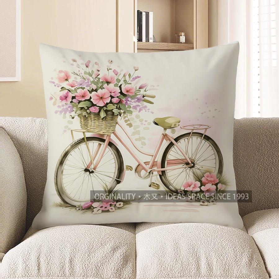 Home Decor Floral Cottage Door Pattern Throw Pillow Pattern Cushion Cover Suitable for Sofa Bedroom Car Pillow Cover