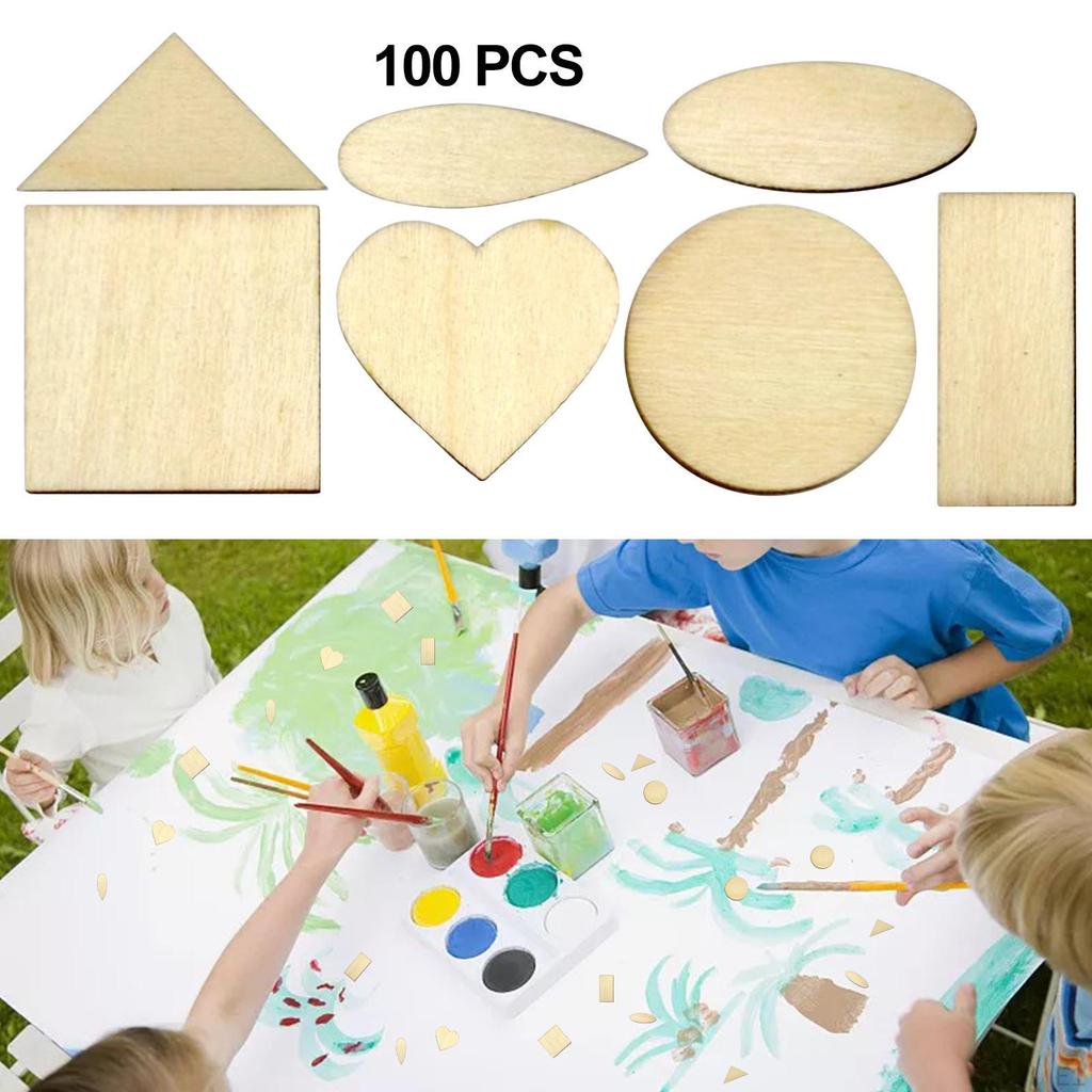 100Pcs Wood Circles, Unfinished Pieces Round Discs, for crafts, Painting, Staining, Home Decor