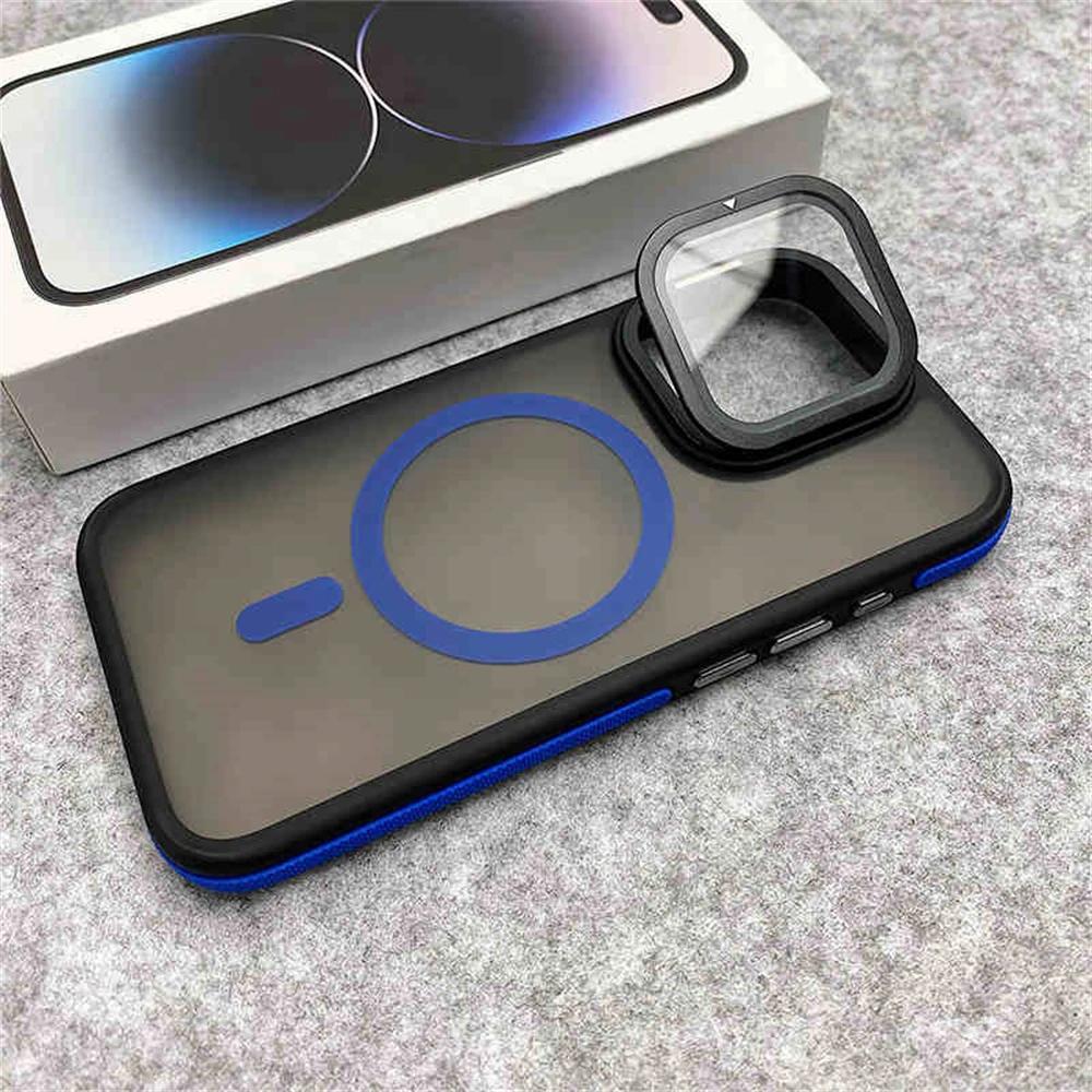 Glass Lens Camera Protection Stand For Magsafe Magnetic Phone Case For For Iphone 16 11 12 13 14 15 Pro Max Plus Matte Clear Cover