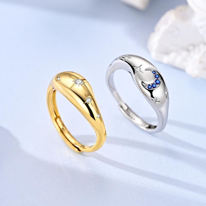 Original 925 Silver Ring Sparking Bear Bow Wing Rose Open Rings for Women Girls Jewelry Birthday Anniversary Engagement Gifts