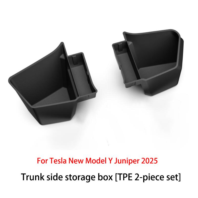 For Tesla Model Y YL Juniper Trunk Organizer Side Storage Box Boot Organizer Flocked TPE Mat Anti-dirty Car Travel Accessories
