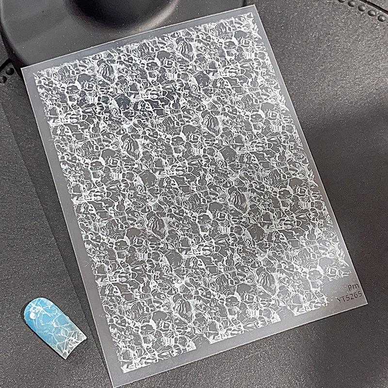 Soft Solid Color Self Adhesive Flat Nail Art Decorations Stickers Manicure Decals Solid Color Ultra-thin White Sea Waves