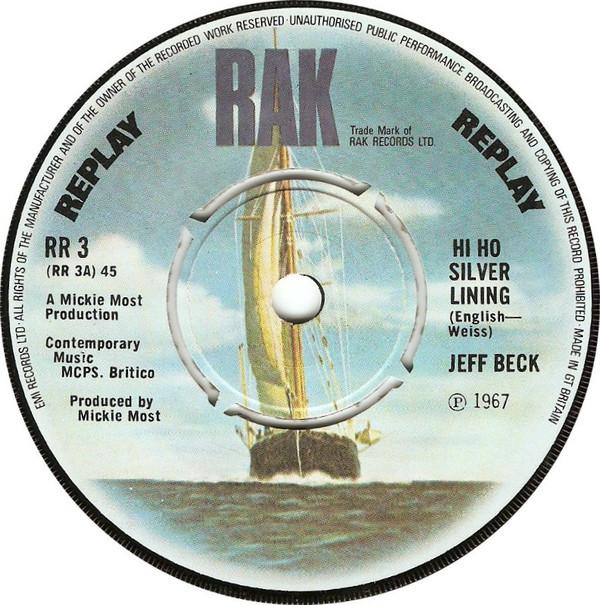 

7inch Record JEFF BECK - Hi Ho Silver Lining RR3 RAK 1973 UK Rock Used
