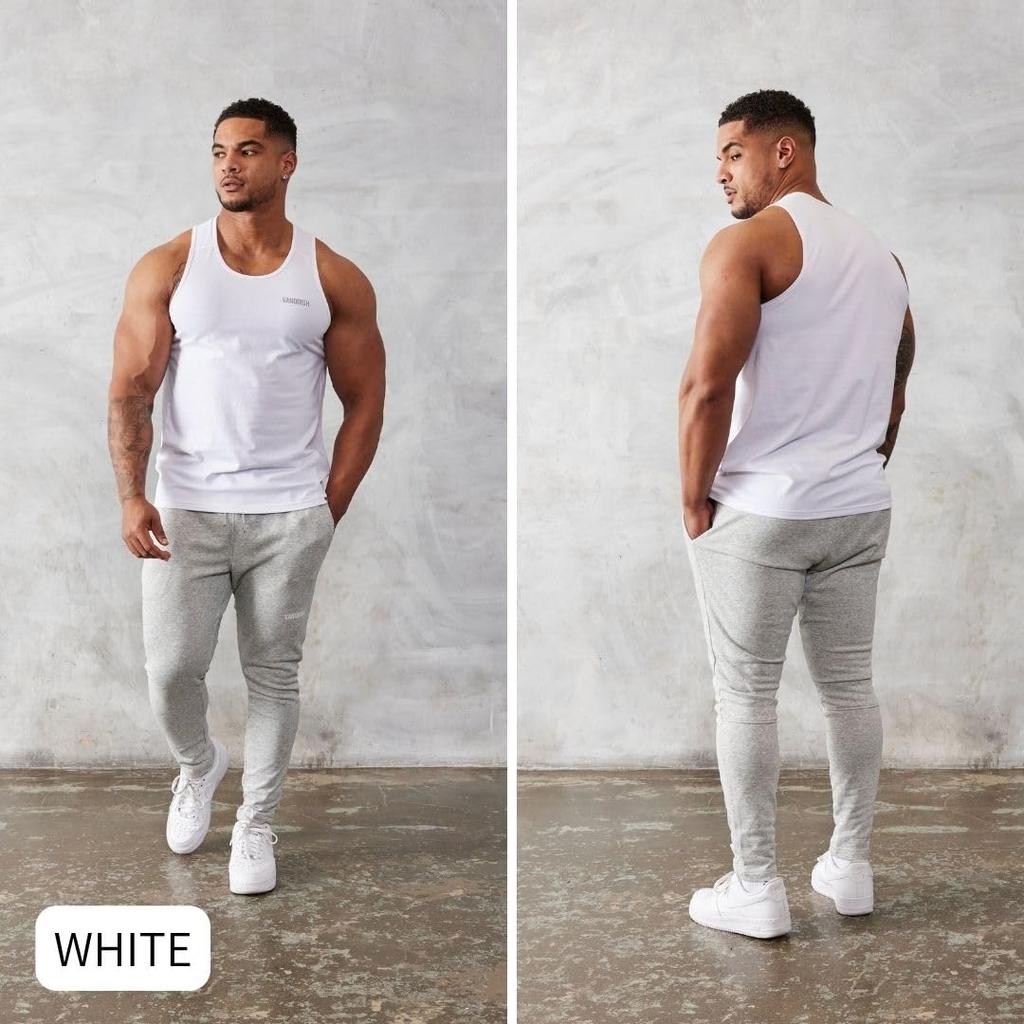 Vanquish Fitness Essential Regular Fit Tank Top for Men, Perfect for Strength Training, Bodybuilding, and Physique (White/XXL) [Parallel Import]
