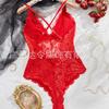 New Underwear Women's Solid Color V-neck Lace Splicing Sex Onesie