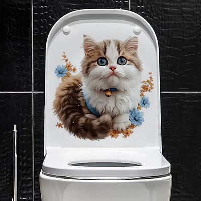 Sevimli Kedi Duvar Çıkartmaları Kendinden Yapışkanlı Vinil Çocuk Odası Banyo Dolabı Tuvalet Ev Dekorasyonu için Çıkarılabilir Soy ve Yapıştır