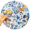 50 Cartoons INS Style Blue Doodle Stickers Decorative Guitar Notebook Suitcase DIY Waterproof