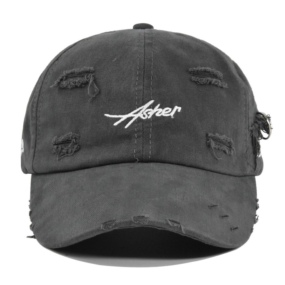 Hat Tongue Duck Asher Letter Embroidered Baseball Hat Broken Holes Shade Sun
