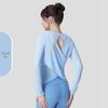 Women's Bamboo Yarn Quick-Dry Long Sleeve Yoga Top with Back Cross Design