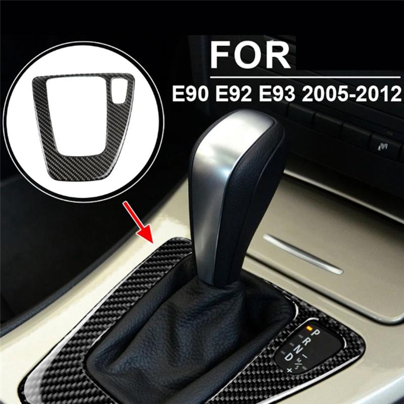 A16P-For BMW 3 Series E90 E92 E93 05- 12 RHD Compatible Car Gear Shift Panel Cover Carbon Fiber Trim Sticker Interior Accessory