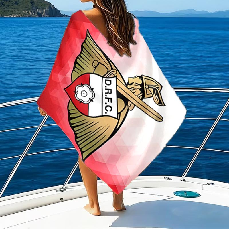 Doncaster Red Crest Beach Towel - Soft, Absorbent Microfiber, Lightweight, Ideal for The Beach, Parties, Travel, Camping fan gifts