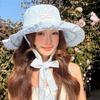 Polka Dot Summer Sun Hat Ribbon Sunshade Hat Portable Sunscreen Visor Cap  Ladies