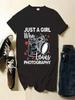Damen Fotografie Kunst T-Shirt Damen Kameraenthusiasten Bedrucktes T-Shirt Muster T-Shirt Jacke Kurzarm Grafik T-Shirts