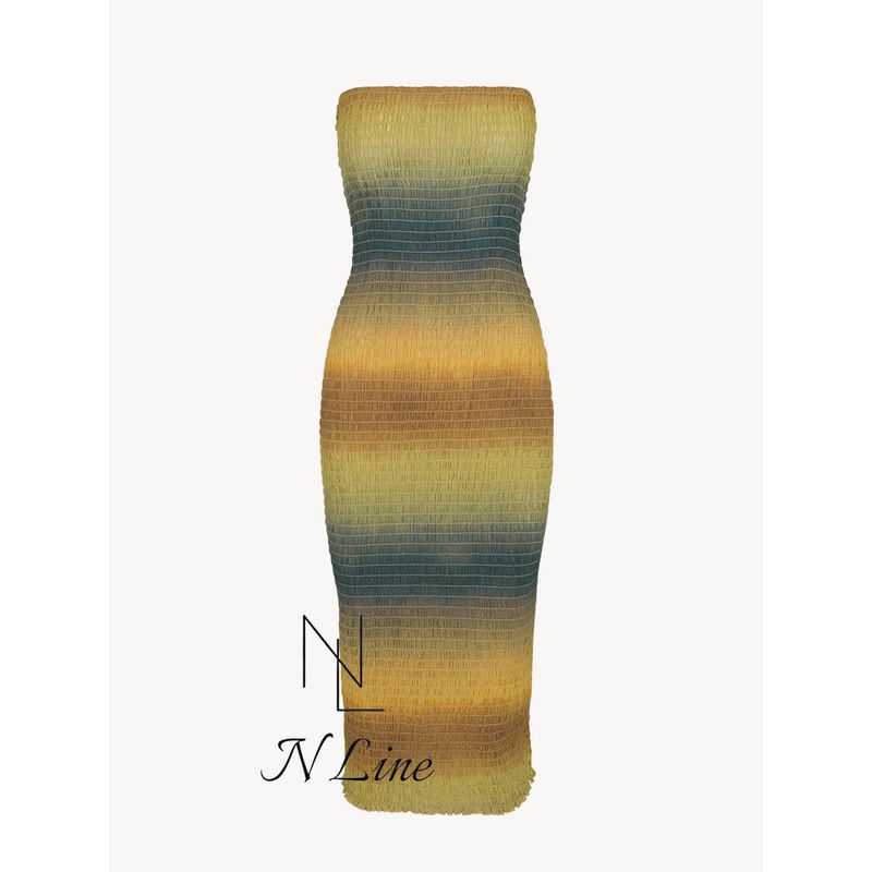 

Мода Прямой Урожай Realisationpar Градиентный Цвет Радужный Шелковый Топ-Труба Отпускной Стиль Приталенное Платье Платье Rainbow color M