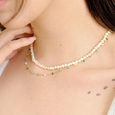 ZOENA Green Pearl Set Necklace