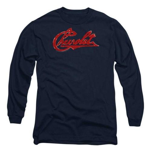 Chevrolet Unisex Adult Script Distressed Long-Sleeved T-Shirt