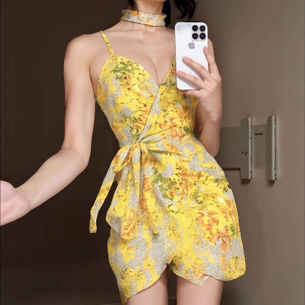 Yellow Robe Sexy Women's Lingerie Women's Underwear Tight Suspenders Passion Seduction Women