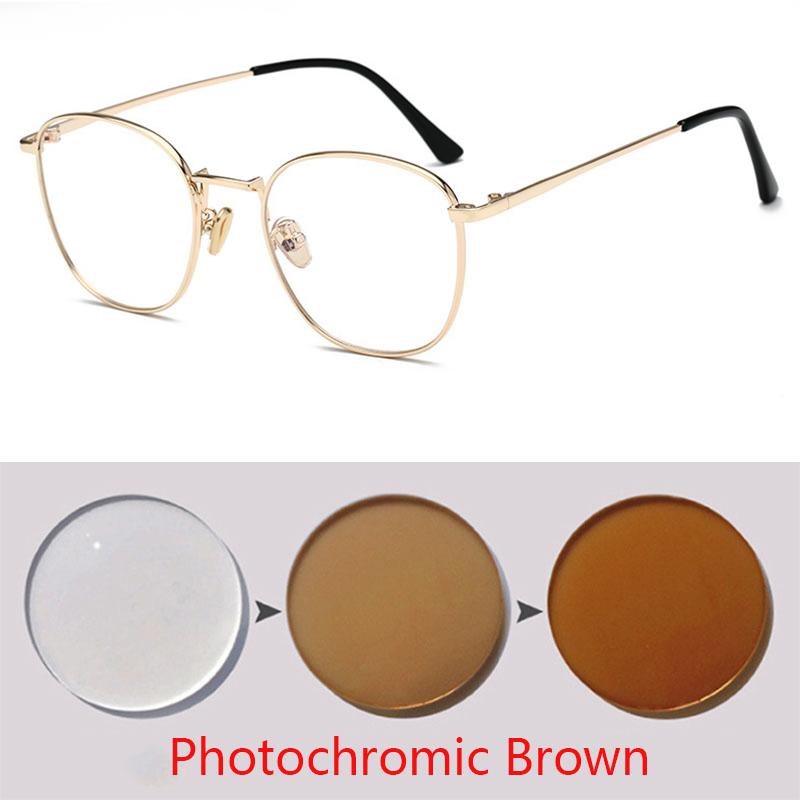 Retro Round Metal Myopia Glasses -1 0 To -6 0 For Women Men Students Square Frame Fashion Eyewear