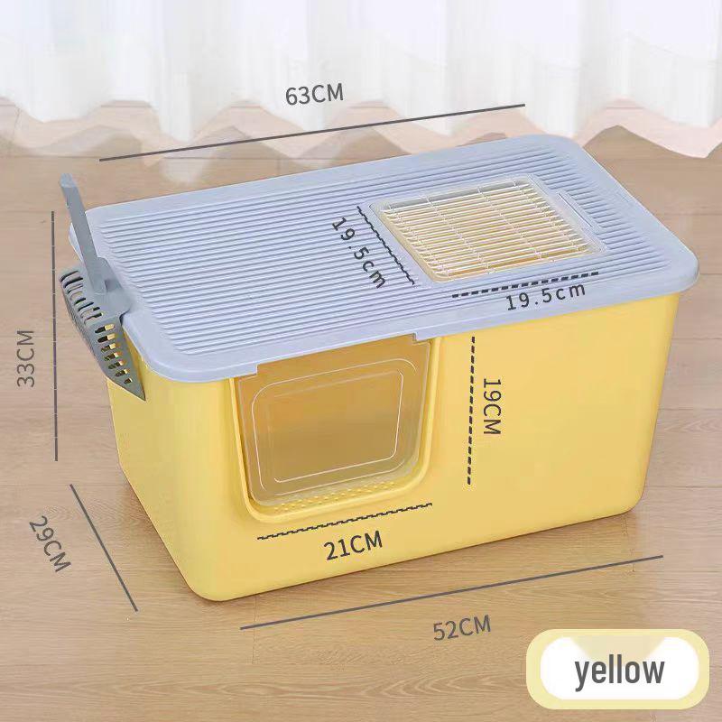 Extra-Large Semi-Enclosed Cat Litter Box - Anti-Splash, Spacious Design